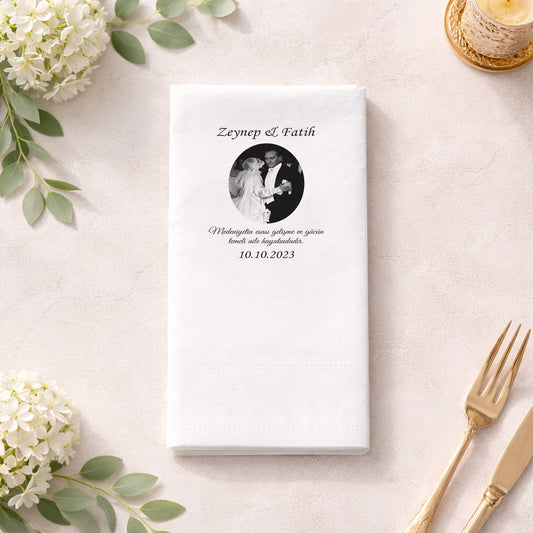 Düğün Nişan Kına İçin Fotoğraflı Baskılı Peçete – Kişiye Özel Özel Gün Peçetesi