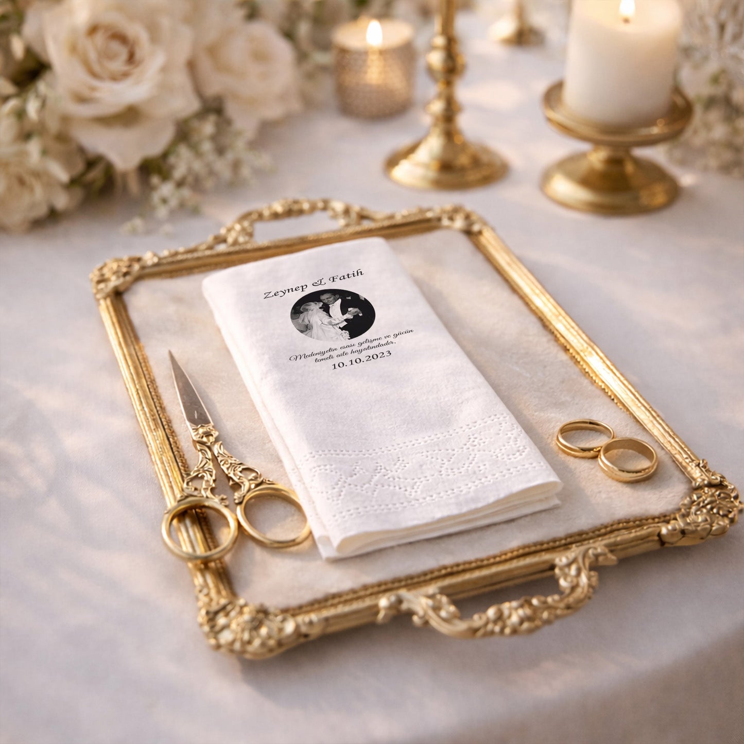 Düğün Nişan Kına İçin Fotoğraflı Baskılı Peçete – Kişiye Özel Özel Gün Peçetesi