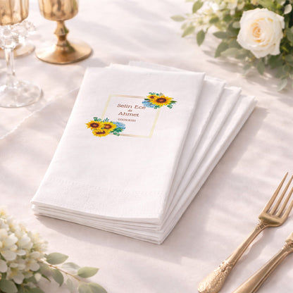 Düğün Nişan Kına İçin Çiçekli Baskılı Peçete – Kişiye Özel Özel Gün Peçetesi