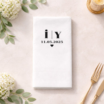 Düğün Nişan Kına İçin Minimal Monogram Baskılı Peçete – Kişiye Özel Peçete