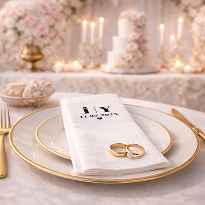 Düğün Nişan Kına İçin Minimal Monogram Baskılı Peçete – Kişiye Özel Peçete
