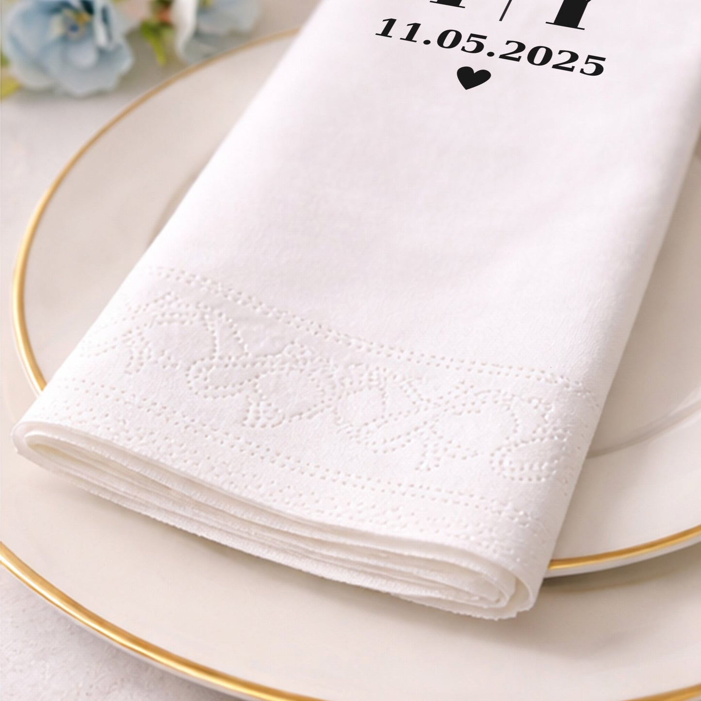 Düğün Nişan Kına İçin Minimal Monogram Baskılı Peçete – Kişiye Özel Peçete