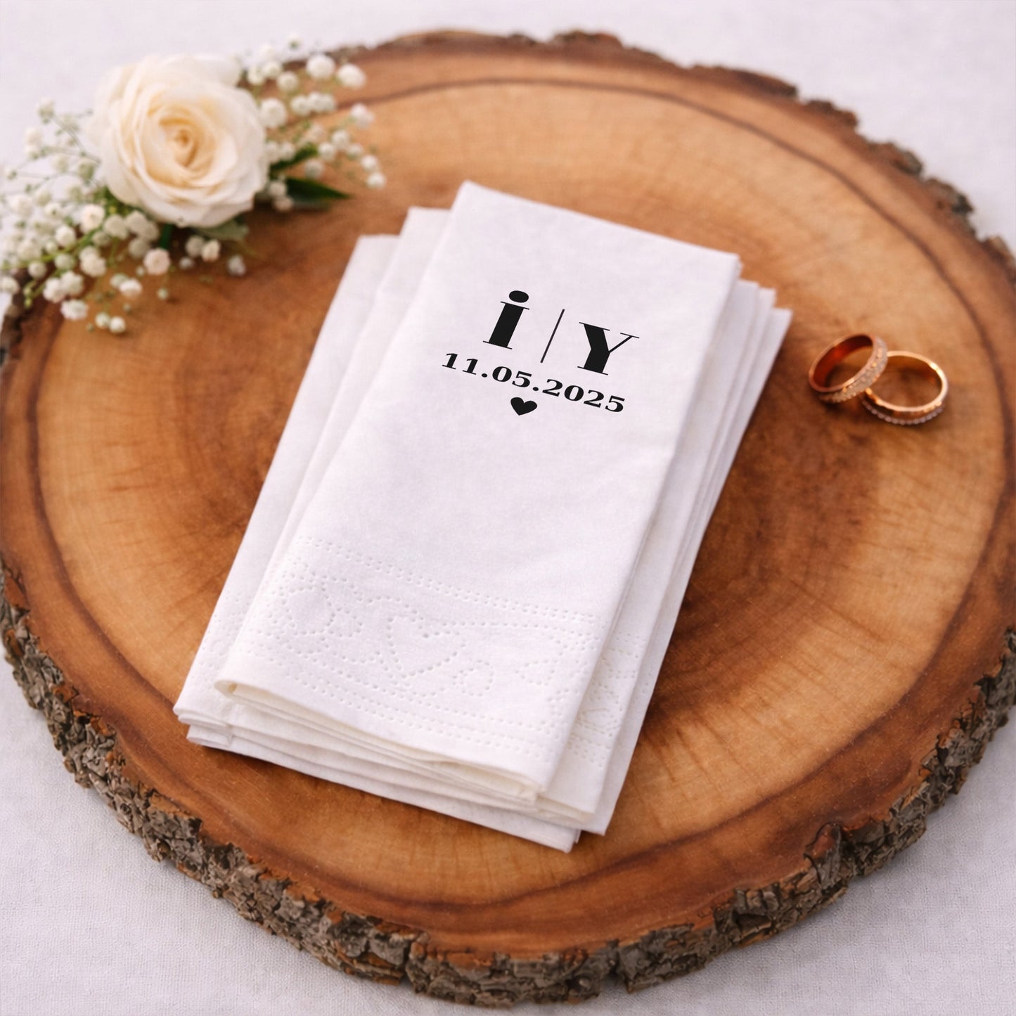 Düğün Nişan Kına İçin Minimal Monogram Baskılı Peçete – Kişiye Özel Peçete