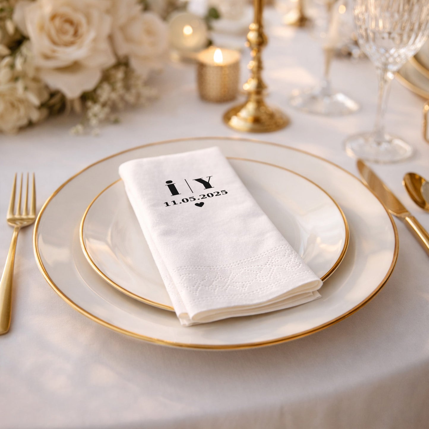 Düğün Nişan Kına İçin Minimal Monogram Baskılı Peçete – Kişiye Özel Peçete