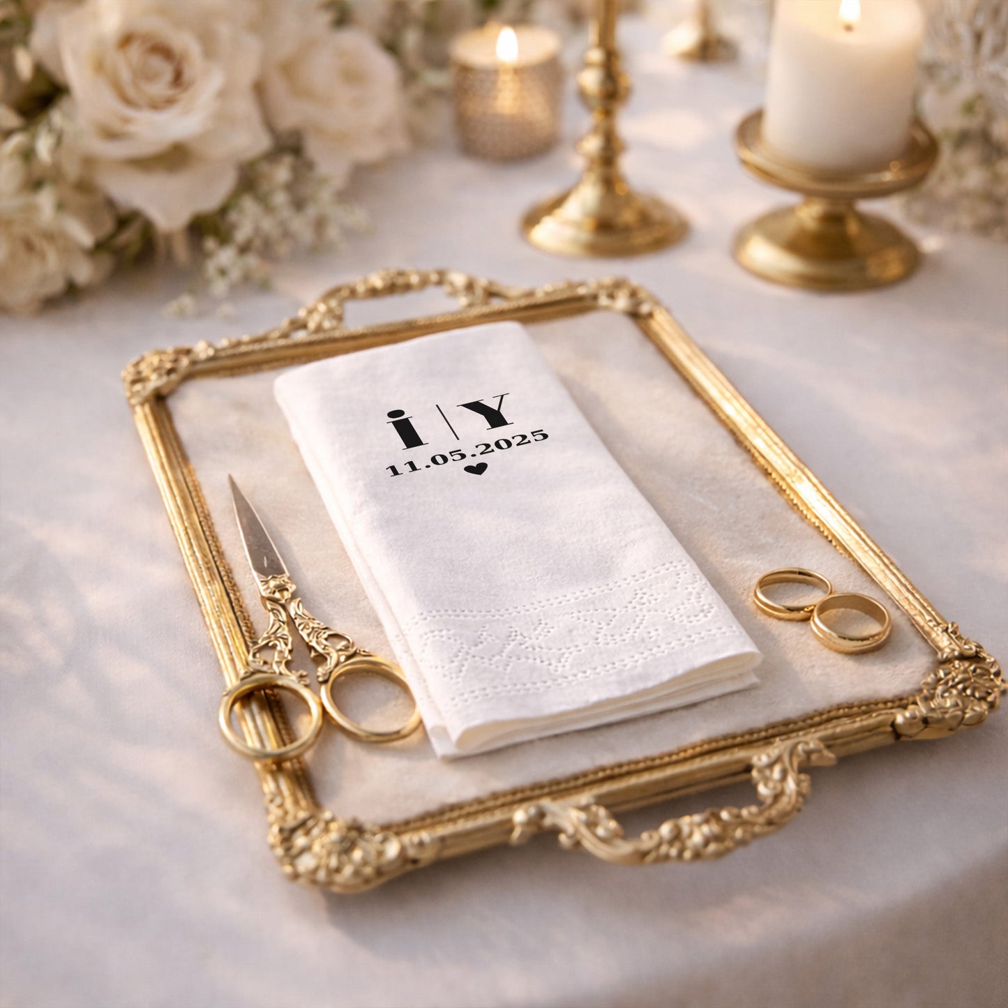 Düğün Nişan Kına İçin Minimal Monogram Baskılı Peçete – Kişiye Özel Peçete