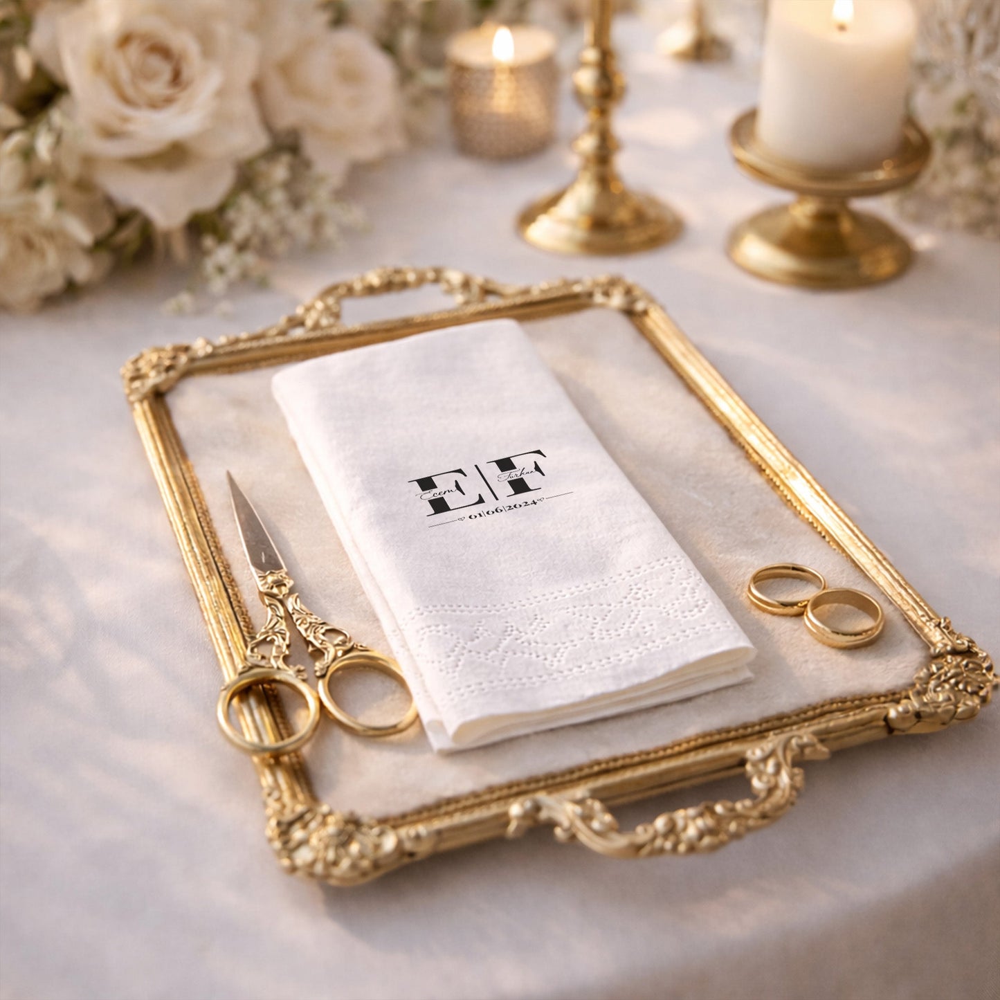 Düğün Nişan Kına İçin Klasik Monogram Baskılı Peçete – Kişiye Özel Peçete