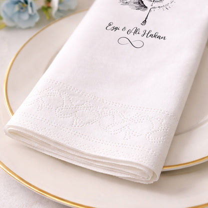 Düğün Nişan Kına İçin Floral Monogram Baskılı Peçete – Kişiye Özel Peçete