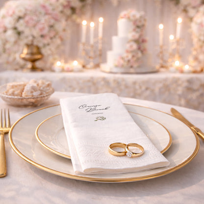 Cevensu & Burak İsimli Minimal Düğün ve Nişan Baskılı Peçete