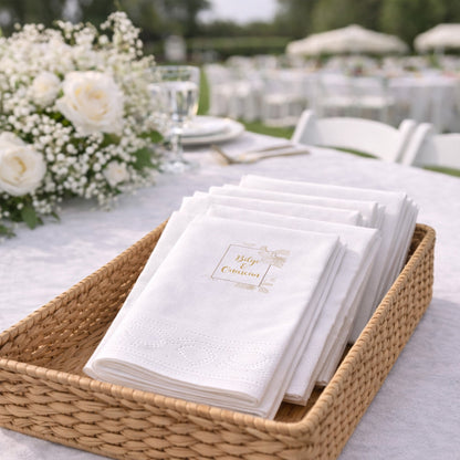 Bilge & Onurcan Gold Detaylı Düğün ve Nişan Baskılı Peçete