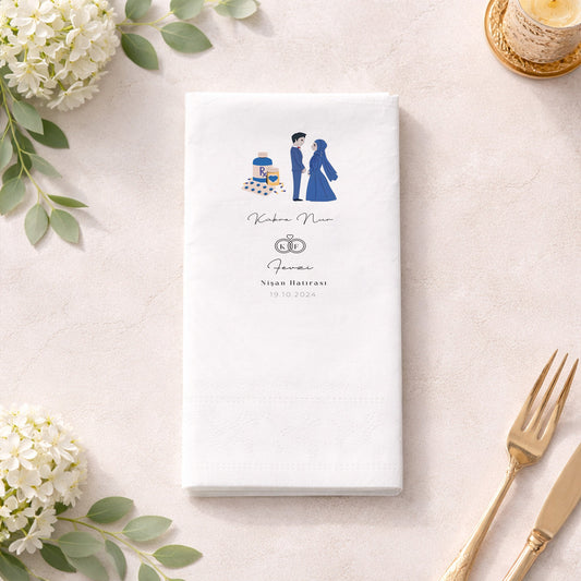 Kübra Nur Nişan Hatırası Tasarımlı Baskılı Peçete