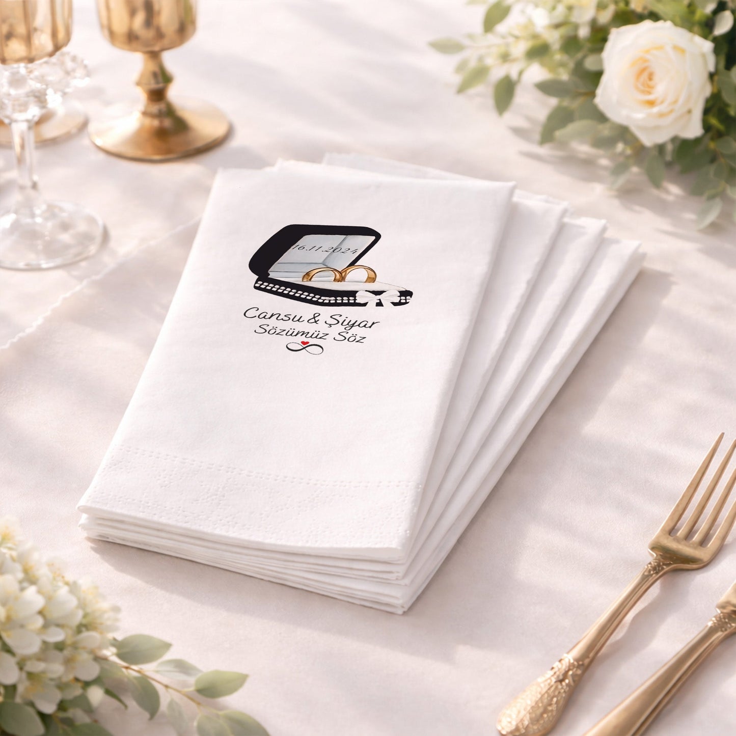Cansu & Şiyar Söz Hatırası Temalı Düğün ve Nişan Baskılı Peçete