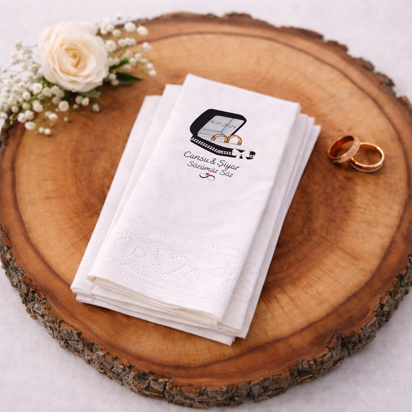 Cansu & Şiyar Söz Hatırası Temalı Düğün ve Nişan Baskılı Peçete