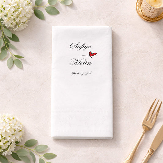 Safiye & Metin Just Engaged Yazılı Nişan Baskılı Peçete