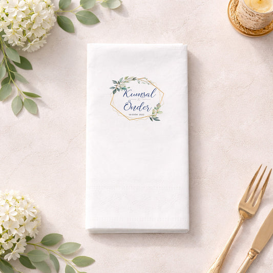 Kumsal & Önder Yaprak Detaylı Nişan Baskılı Peçete