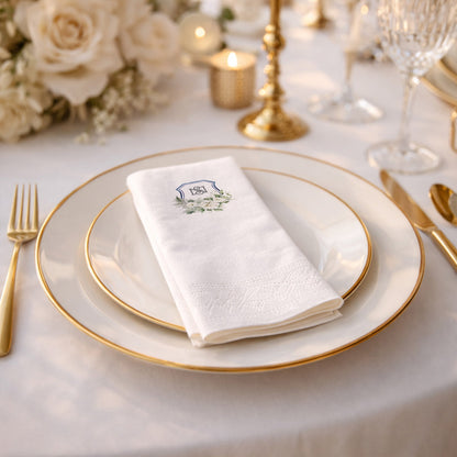 NS Monogram Çiçekli Düğün ve Nişan Baskılı Peçete