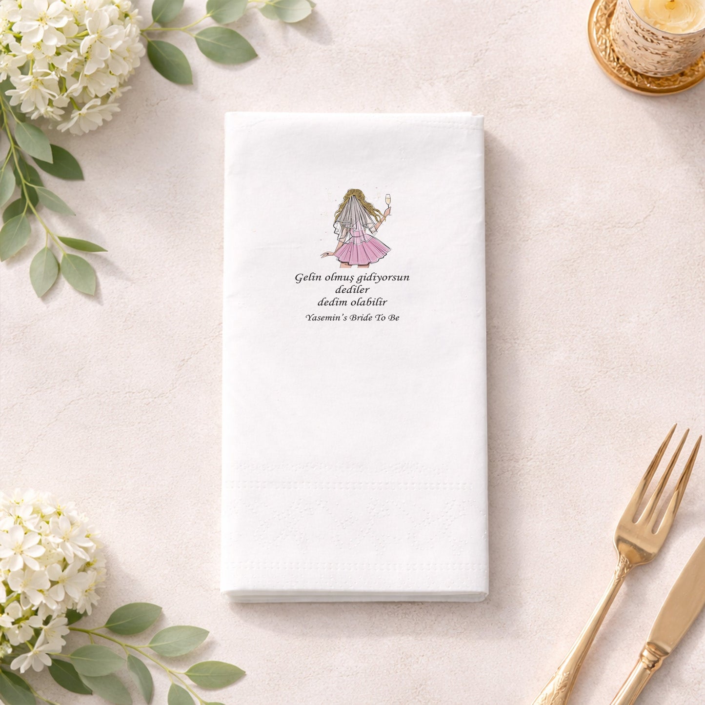 Bride To Be Temalı Kına Peçetesi – Eğlenceli ve Modern Bekarlığa Veda