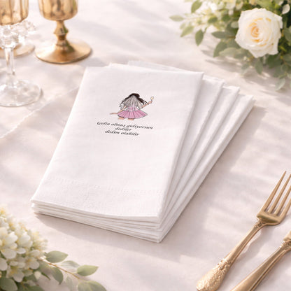 Modern Gelin İllüstrasyonlu Düğün Peçetesi – Şık ve Özgün Tasarım