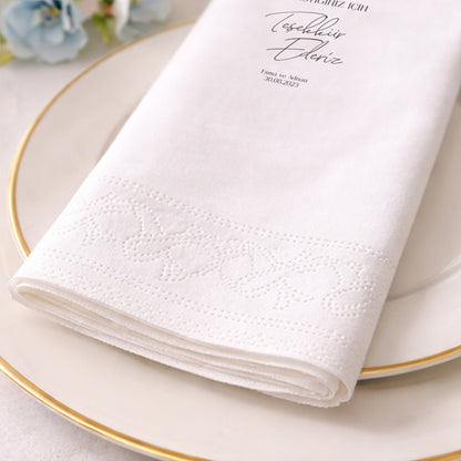 Çiçekli Teşekkür Yazılı Düğün Baskılı Peçete Tasarımı