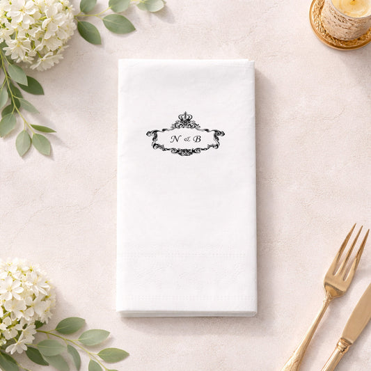 Klasik Çerçeveli İsimli Düğün ve Nişan Baskılı Peçete