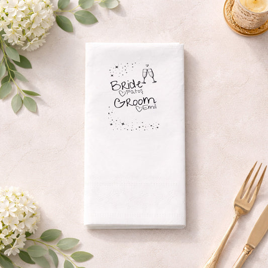 Bride & Groom Yazılı Eğlenceli Düğün Baskılı Peçete