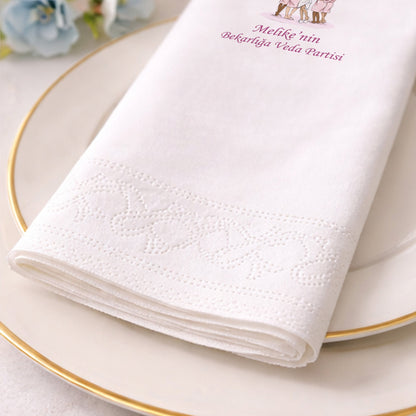 Floral Çerçeveli İsimli Düğün ve Nişan Baskılı Peçete