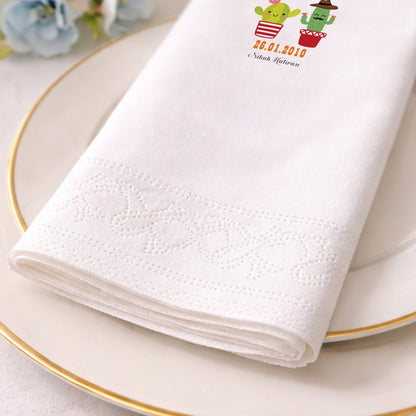 Eğlenceli Figürlü Kaktüs Temalı Nikah ve Kına Baskılı Peçete