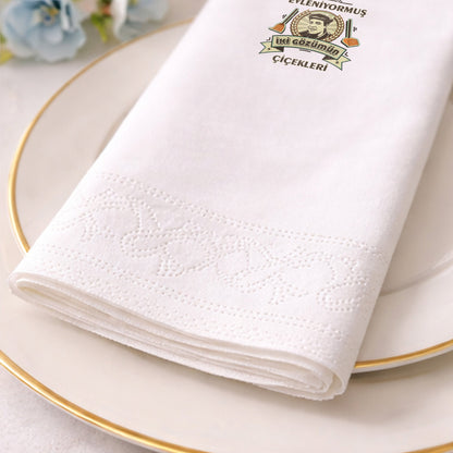 Retro Konsept İllüstrasyonlu Düğün ve Nişan Baskılı Peçete