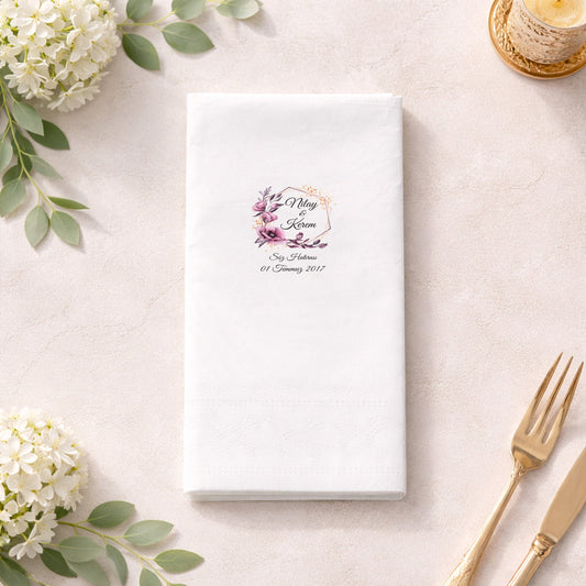 Lavanta ve Yeşillik Temalı Minimal Düğün Peçetesi