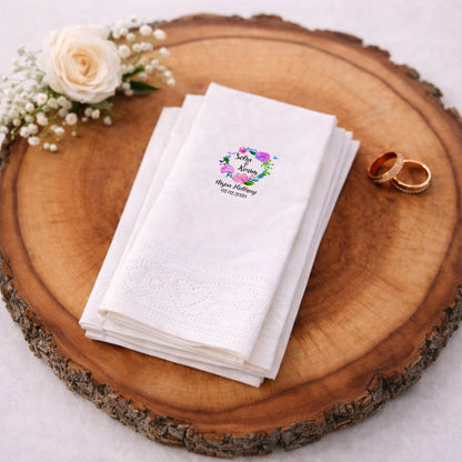 Renkli Çiçekli Romantik Nişan ve Söz Baskılı Peçete