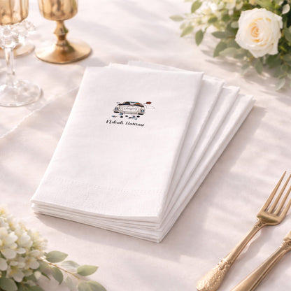 İsimli Gelin Arabası Temalı Nikah Baskılı Özel Gün Peçetesi