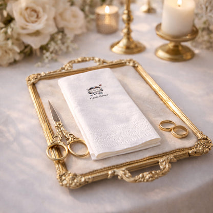 İsimli Gelin Arabası Temalı Nikah Baskılı Özel Gün Peçetesi