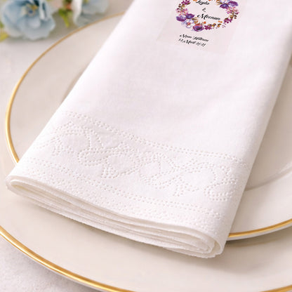 Mor Tonlu Çiçek Çelenkli Nişan Hatırası Baskılı Peçete