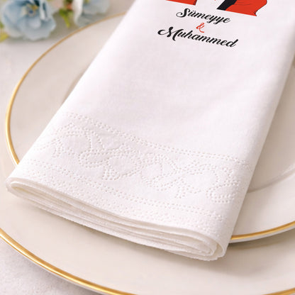 Figürlü Muhafazakâr Temalı İsimli Nikah Baskılı Özel Gün Peçetesi