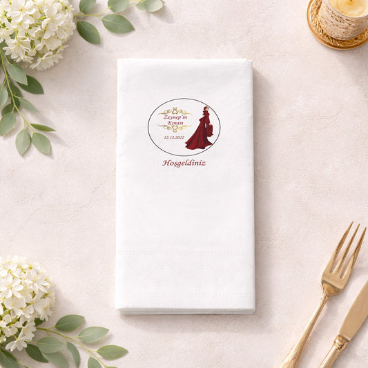 Zeynep’in Kınası Tesettürlü Gelin Figürlü Baskılı Peçete