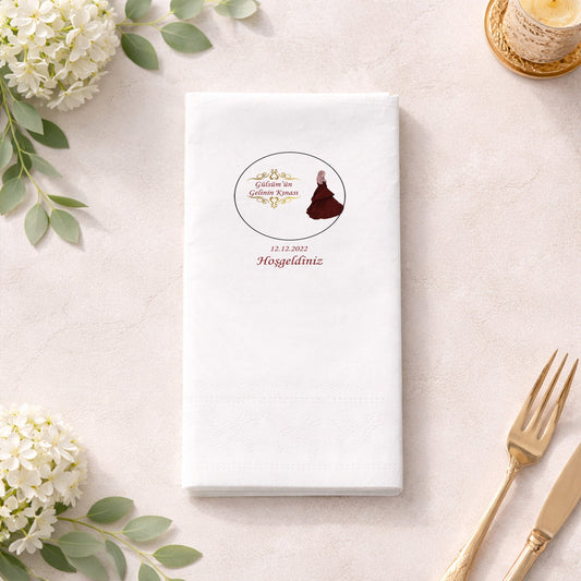 Gülsüm'ün Gelin Kınası Gold Klasik Detaylı Siyah Baskılı Peçete