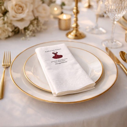 Kübra'nın Kınası Kelebekli Ve Kırmızı Elbiseli Neşeli Kına Peçetesi