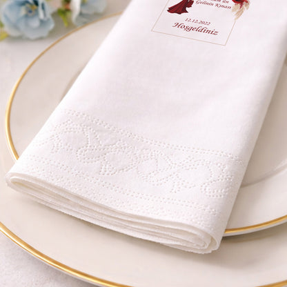 Gülsüm'ün Gelin Kınası Modern Bordo Elbiseli Şık Baskılı Peçete