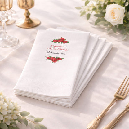 Kırmızı Gül Desenli Rabia'nın Kına Gecesi Baskılı Peçete