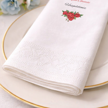 Kırmızı Gül Desenli Rabia'nın Kına Gecesi Baskılı Peçete