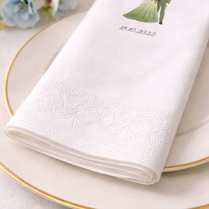 Yeşil Elbiseli Gelin Figürlü Kişiye Özel Düğün Peçetesi