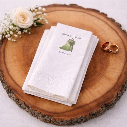 Yeşil Elbiseli Gelin Figürlü Kişiye Özel Düğün Peçetesi