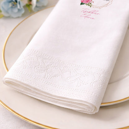 Pembe Gül ve Altın Geometrik Desenli Teşekkür Peçetesi