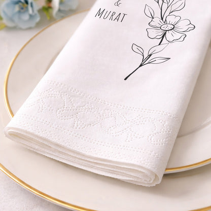 Sinem & Murat Minimalist Çiçekli Baskılı Peçete