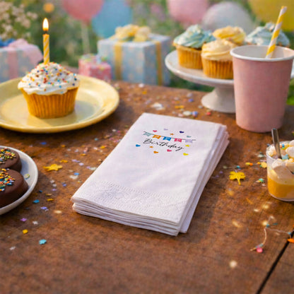 Renkli Happy Birthday Temalı Kişiye Özel Doğum Günü Peçetesi