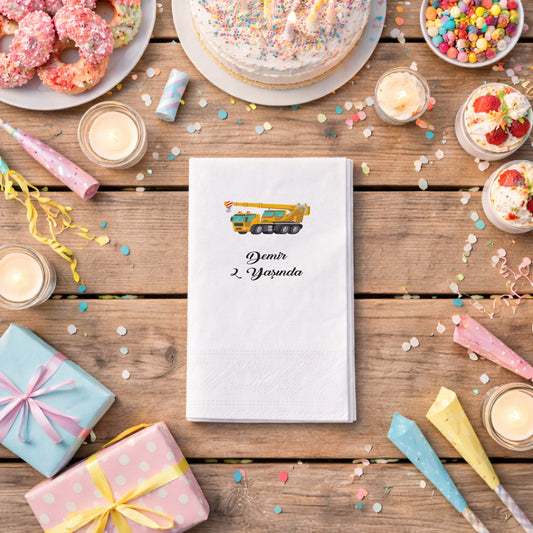 Vinç Temalı Erkek Çocuk Doğum Günü Kişiye Özel Peçete