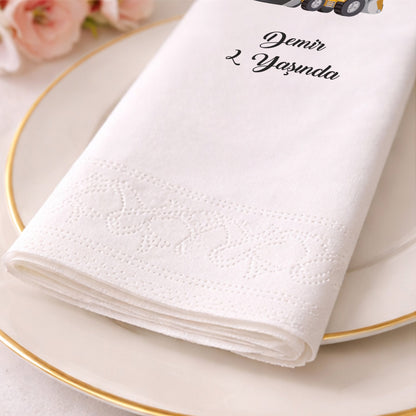 Kepçe Temalı Erkek Çocuk 2 Yaş Doğum Günü Peçetesi