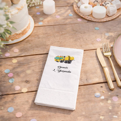 Beton Mikseri Temalı Erkek Çocuk Doğum Günü Peçetesi