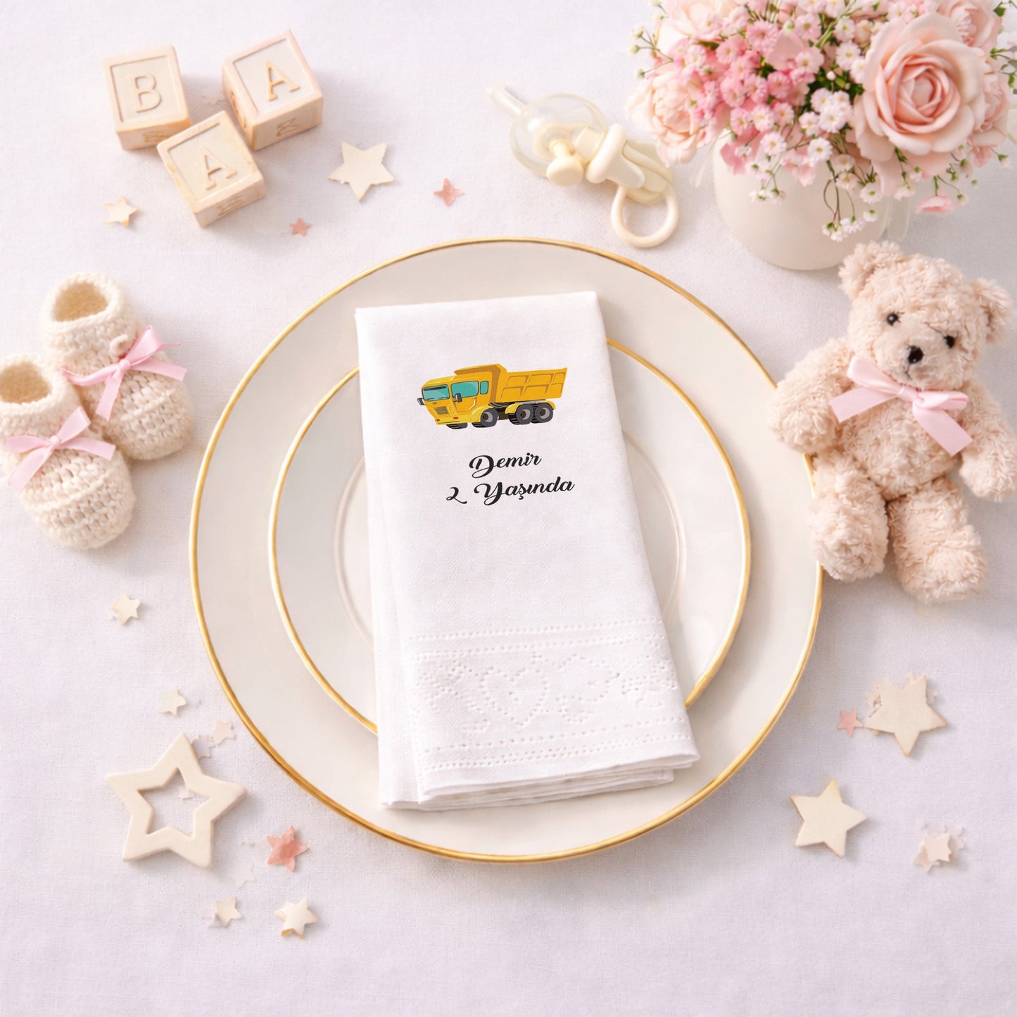 Damperli Kamyon Temalı Erkek Çocuk Doğum Günü Peçetesi