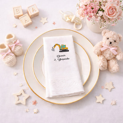 Ekskavatör Temalı Erkek Çocuk Doğum Günü Peçetesi