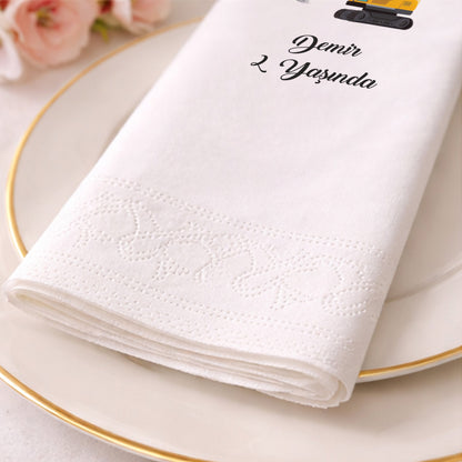 Ekskavatör Temalı Erkek Çocuk Doğum Günü Peçetesi